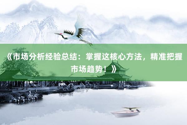 《市场分析经验总结：掌握这核心方法，精准把握市场趋势！》