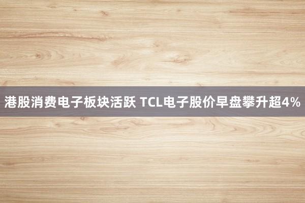 港股消费电子板块活跃 TCL电子股价早盘攀升超4%
