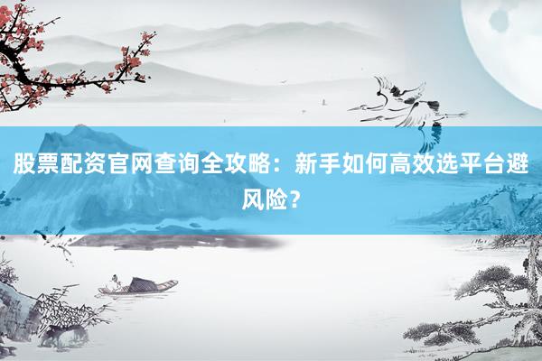 股票配资官网查询全攻略：新手如何高效选平台避风险？