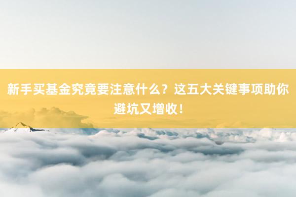 新手买基金究竟要注意什么？这五大关键事项助你避坑又增收！