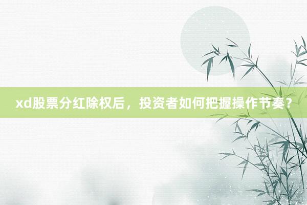 xd股票分红除权后，投资者如何把握操作节奏？