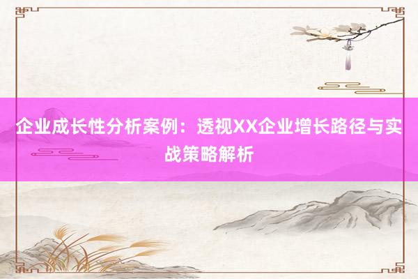 企业成长性分析案例：透视XX企业增长路径与实战策略解析