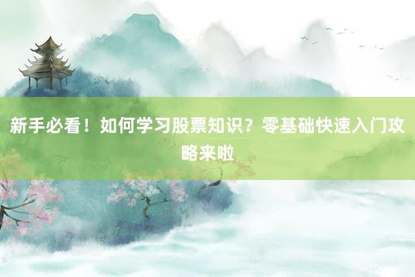 新手必看！如何学习股票知识？零基础快速入门攻略来啦