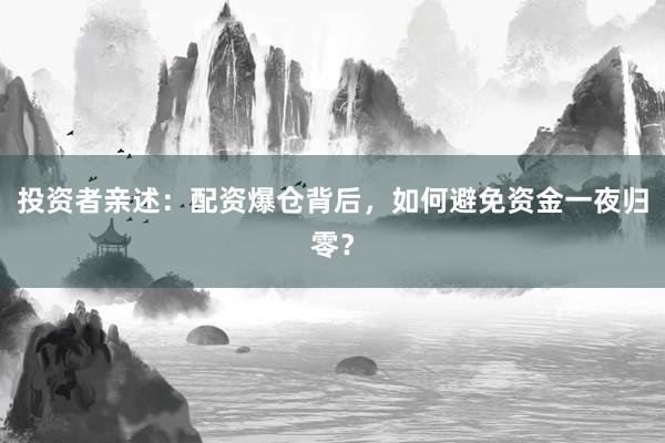 投资者亲述：配资爆仓背后，如何避免资金一夜归零？